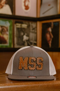 MSS Letters Leather Flat Bill Hat